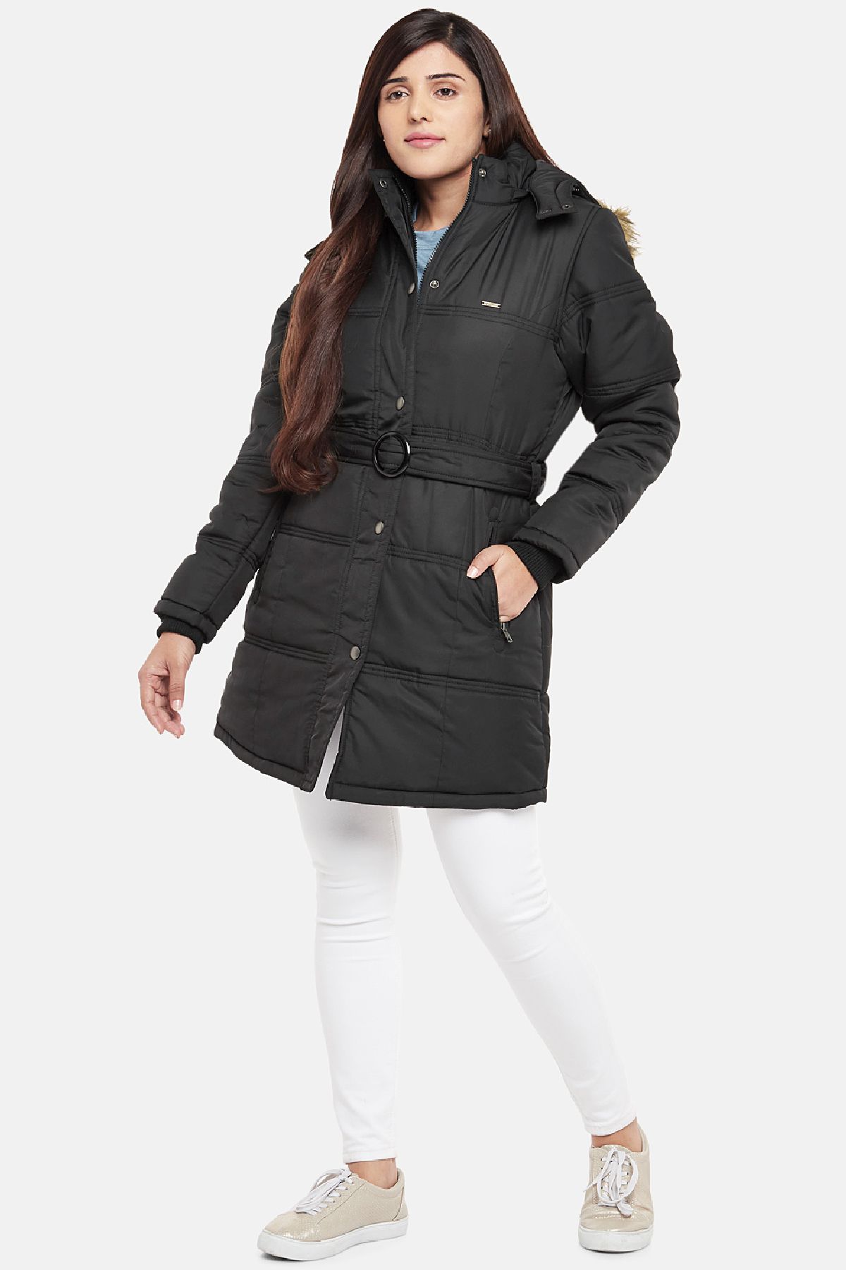 Black Fleece Lined Hooded Parka Jacket | Women